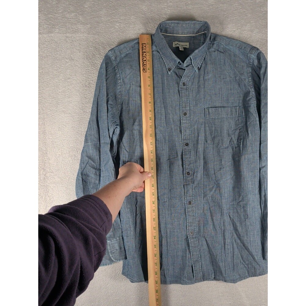 Peter Millar Chambray Shirt Men's Medium long sleeve blue Button Front - Picture 4 of 9